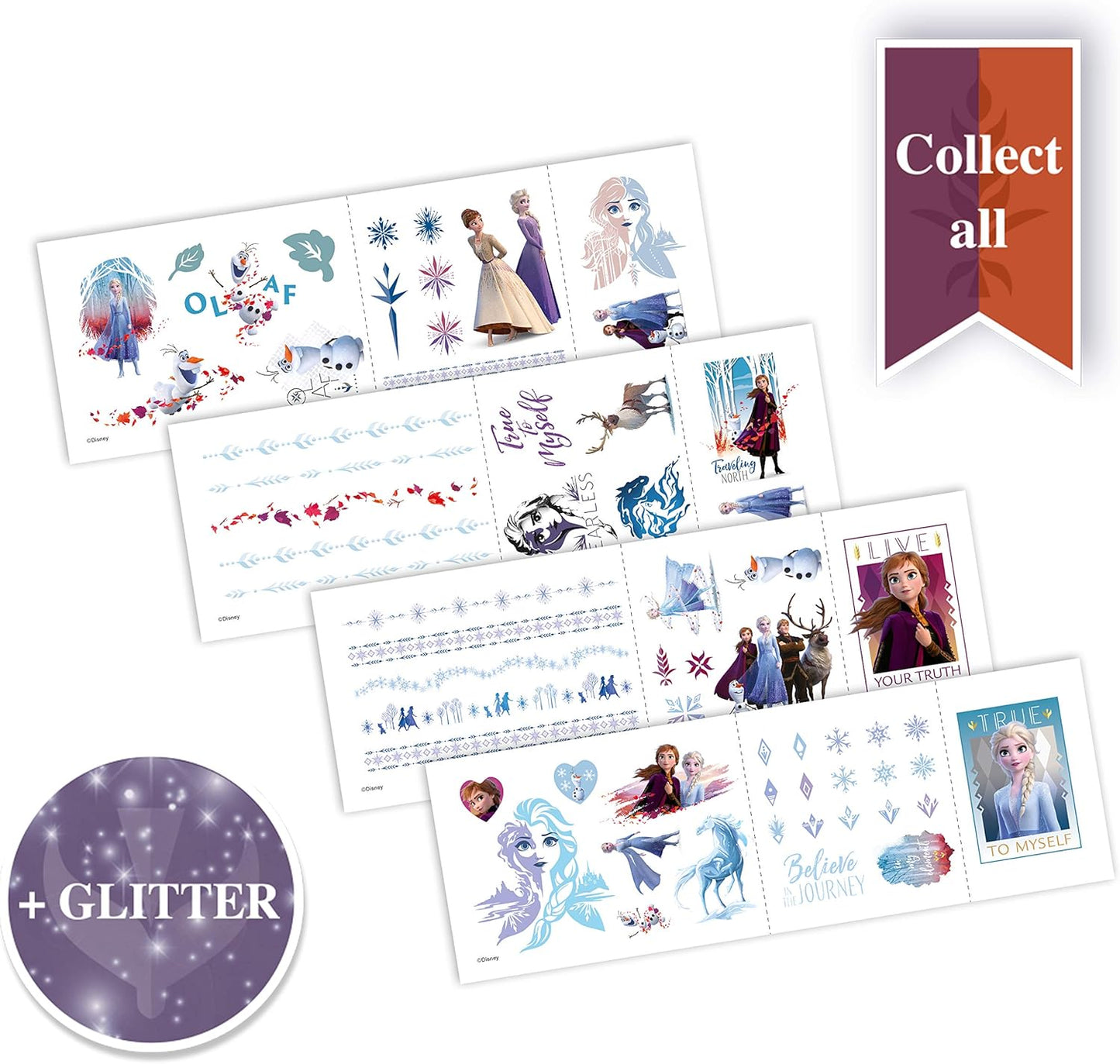 Disney Frozen II Tattoo Beauty-Set Tattoos und Fingertattoos 3 Bögen im Blindbag