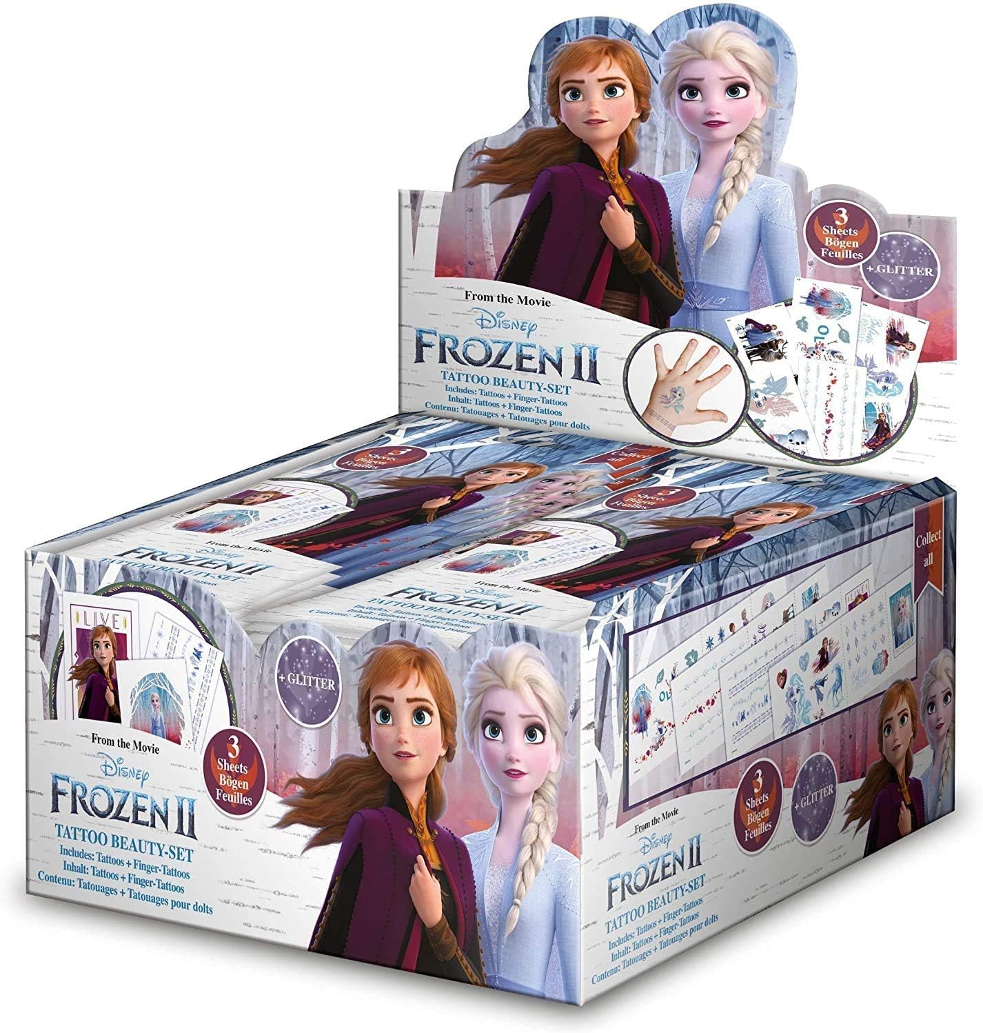 Disney Frozen II Tattoo Beauty-Set Tattoos und Fingertattoos 3 Bögen im Blindbag