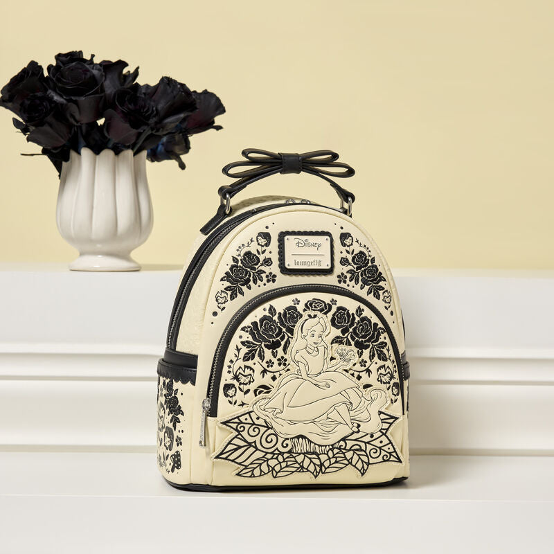 Vorbestellung Loungefly – Disney Alice im Wunderland bestickter Blumen-Mini-Rucksack
