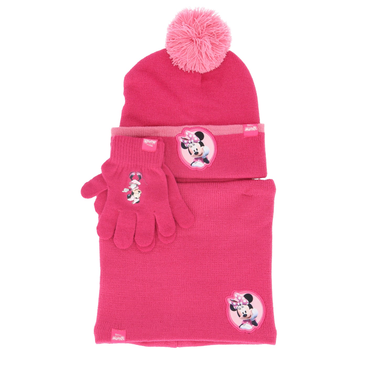 Minnie Mouse Mutze mit Schlauchschal und Handschuhe