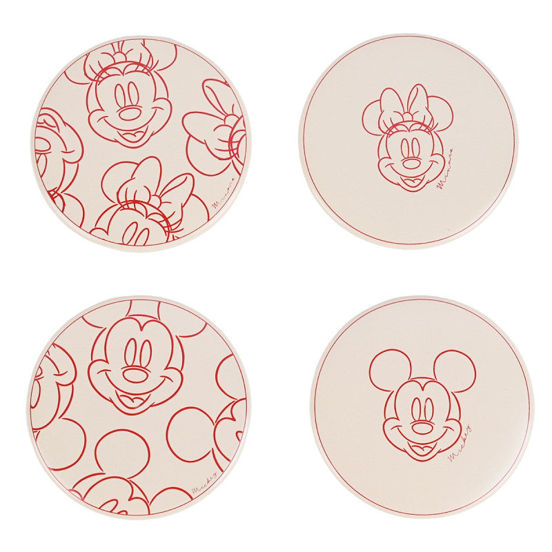 Untersetzer-Set mit 4 Mickey und Minnie