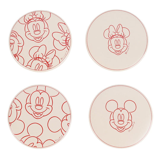 Untersetzer-Set mit 4 Mickey und Minnie