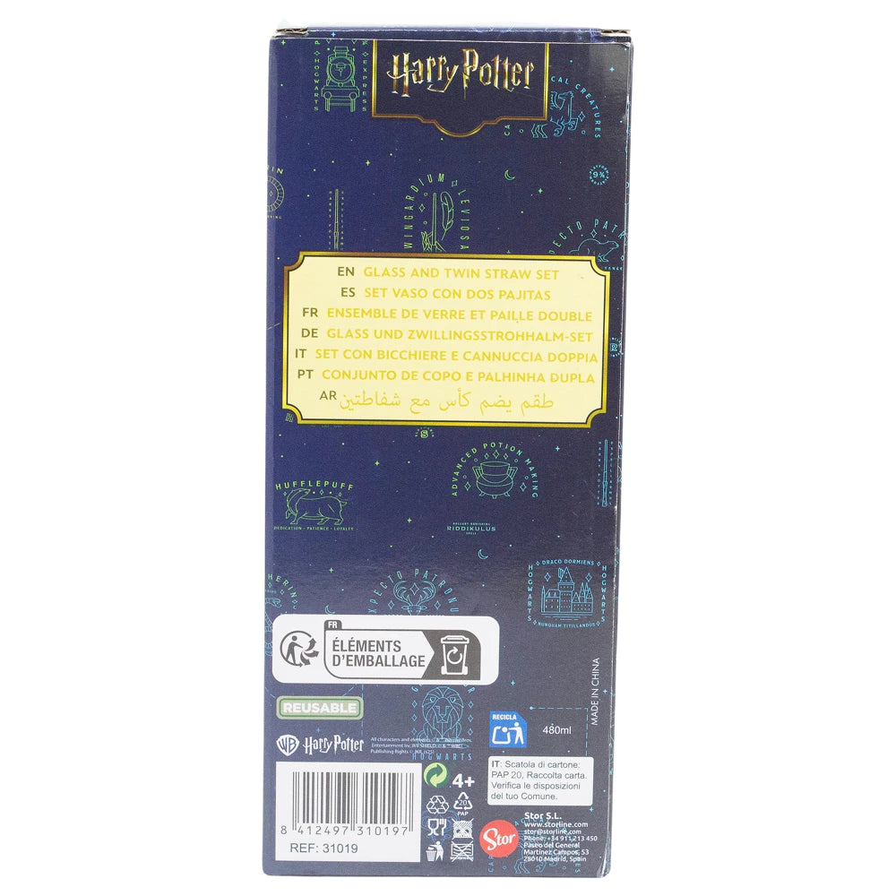 Hary Potter Glas Tumbler mit Trinkhalmen 480ml