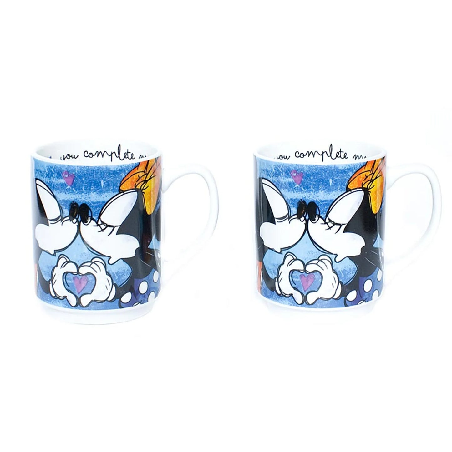 Porzellan Stapeltasse + Platzset Mickey und Minnie  „you complete me“