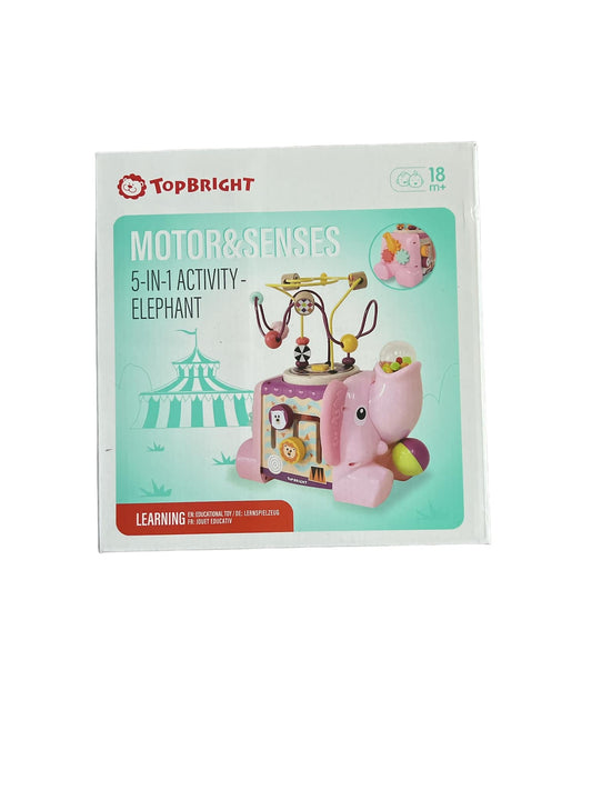 TOP BRIGHT Aktivitätswürfel Elefant aus Holz, 5-in-1, Aktivitätstisch für Kinder
