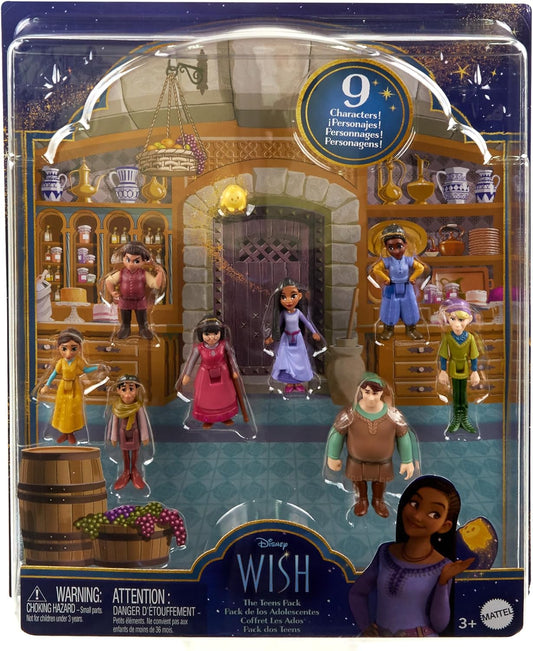 Mattel Disneys Wish Die Teens-Pack aus 8 beweglichen Minipuppen und Sternenfigur