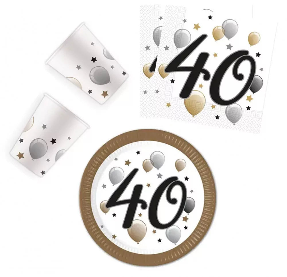 Happy Birthday 40 Party Set 36-tlg mit 23 cm Teller