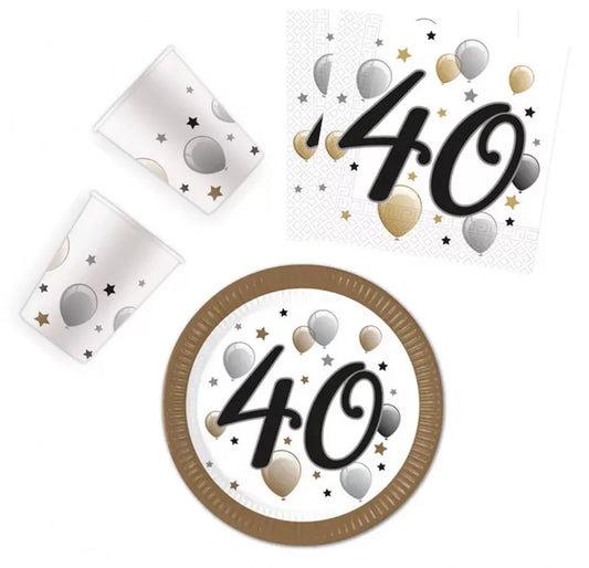 Happy Birthday 40 Party Set 36-tlg mit 23 cm Teller