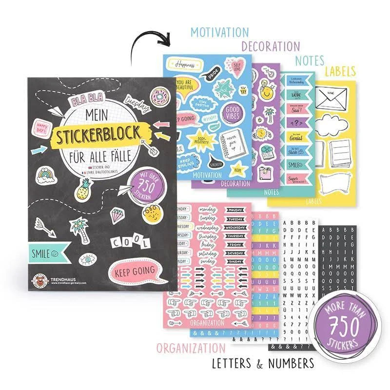 ALLES FÜR DIE SCHULE Cooler Stickerblock mit über 750 Stück