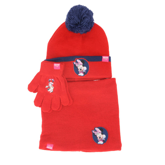 Minnie Mouse Mutze mit Schlauchschal und Handschuhe