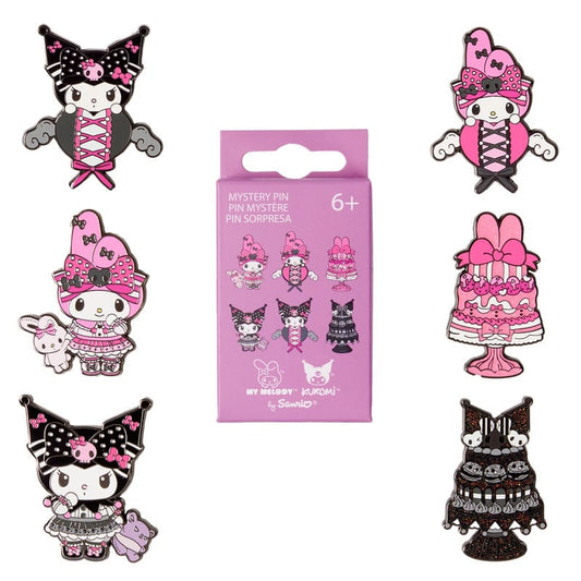 Vorbestellung Sanrio by Loungefly Ansteck-Pins Blind Box My Melody and Kuromi Pink and Black